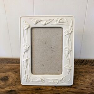 Vintage Burnes of Boston Ceramic Picture Frame 3.5” x 5” Lily Floral